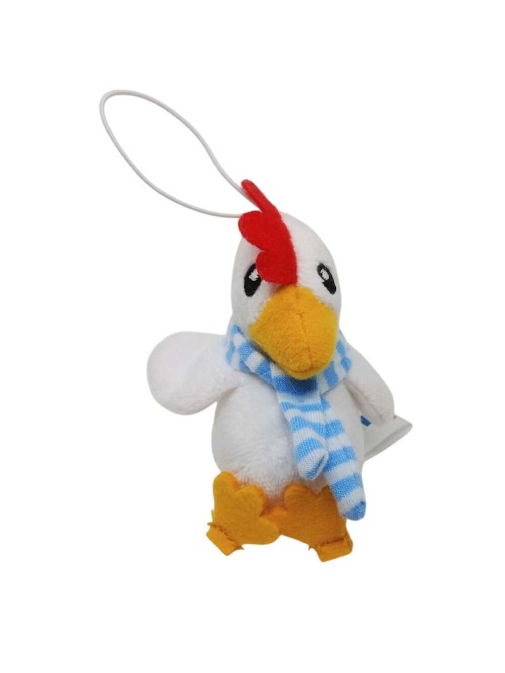 Farmville Plush Chicken Ornament 2011 White Hen Blue Scarf Rare Collectible ZYNG